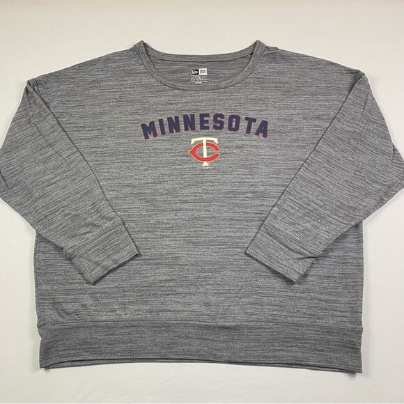 Minnesota‎ Twins Sweatshirt Womens 2XL Heather Grey New Era Baseball Lightweight - Picture 1 of 7